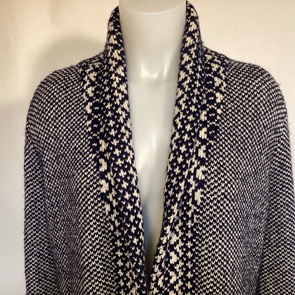 Lucky Brand Blue and White Open Long Cardigan Sweater Women’s Small - Picture 2 of 11